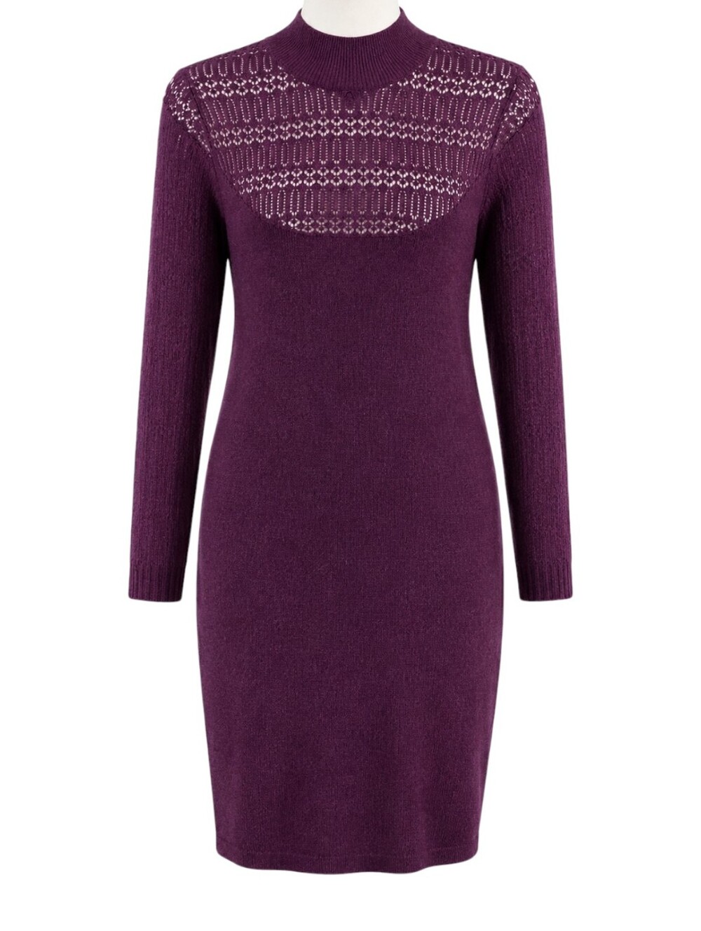 Torrid 2X Plum long sleeve Mock Neck Pointelle Midi Sweater Dress NWT - Picture 2 of 15